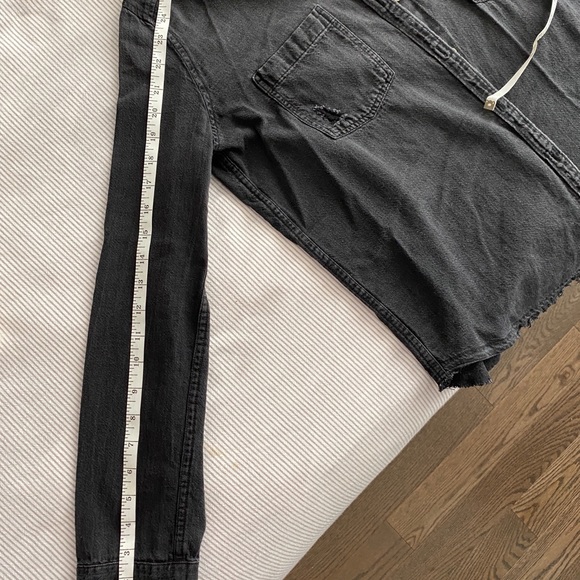 Black Chambray Distressed Button-Up - Picture 11 of 13